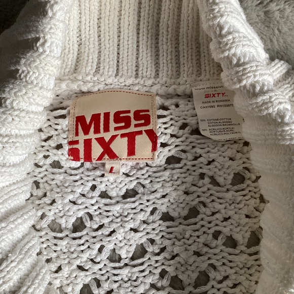 MISS SIXTY COTTON ACRYLIC LOOSELY WOVEN KNIT FULL ZIP CARDIGAN SIZE LARGE - Picture 4 of 12